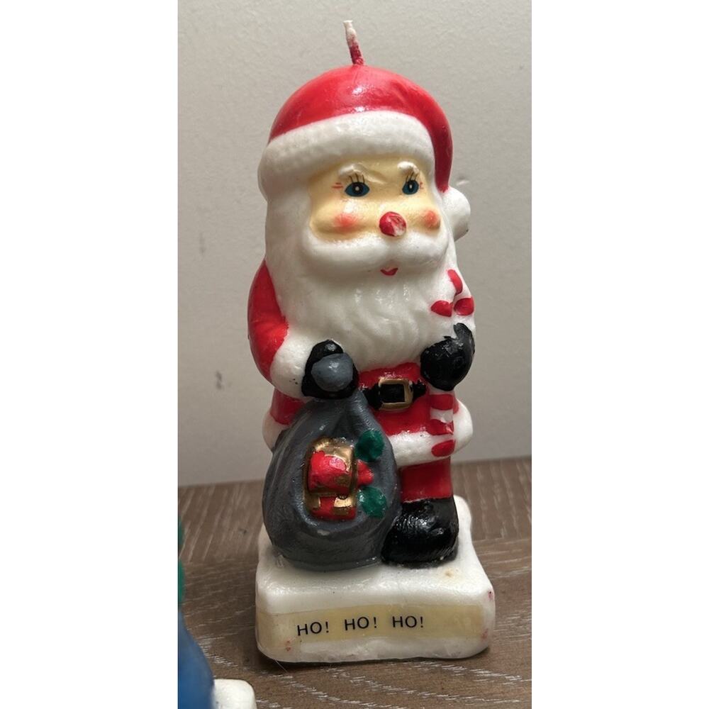Vtg Christmas Candles Hand Painted‎ Figures set of 3 Santa Mrs Claus Drummer Boy - Picture 4 of 16